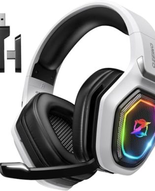 Ozeino 2.4GHz Wireless Gaming Headset for PC, Ps5, Ps4 - Lossless Audio USB & Type-C Ultra Stable Gaming Headphones with Flip Microphone, 40-Hr Battery Gamer Headset for Switch, Laptop, Mobile, Mac